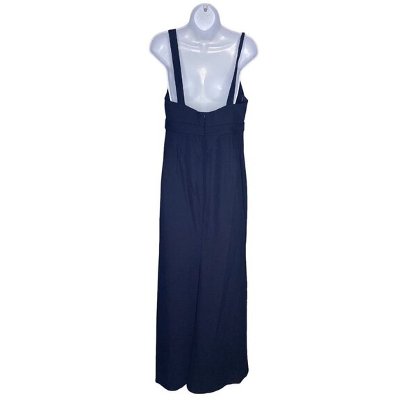 AFTER SIX Wide Strap Notch Empire Waist Dress With Front Slit Midnight Navy 10 - Picture 6 of 11